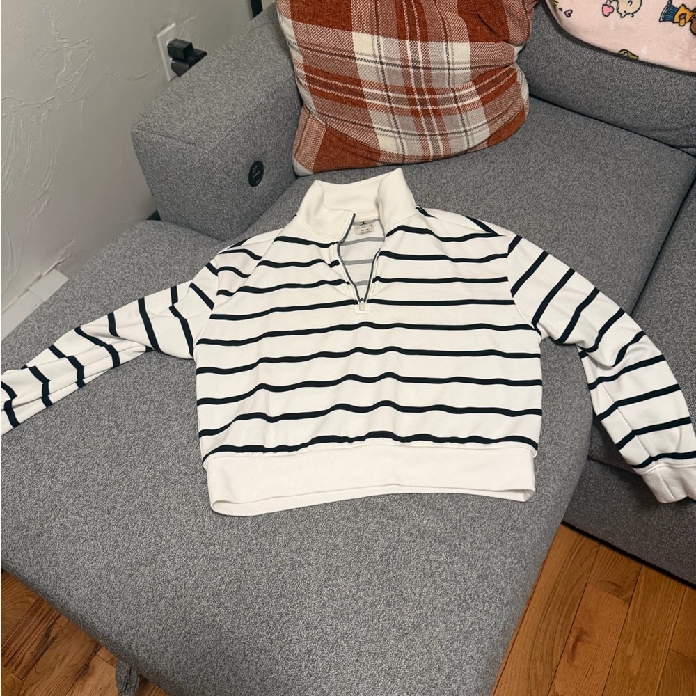 Danskin Black and White Striped Turtleneck Sweater